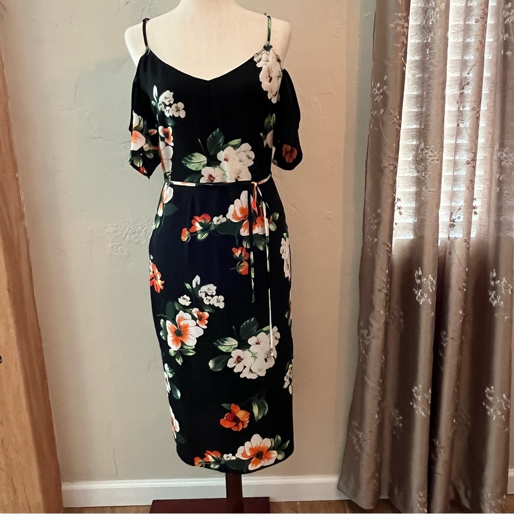 Bisou Bisou Size 6 Floral Midi Dress (NWOT)